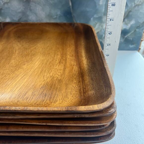 Monkey Pod Wood 12" Serving Plates Tray Platters Mid Century Modern Set of 7 - Picture 4 of 16